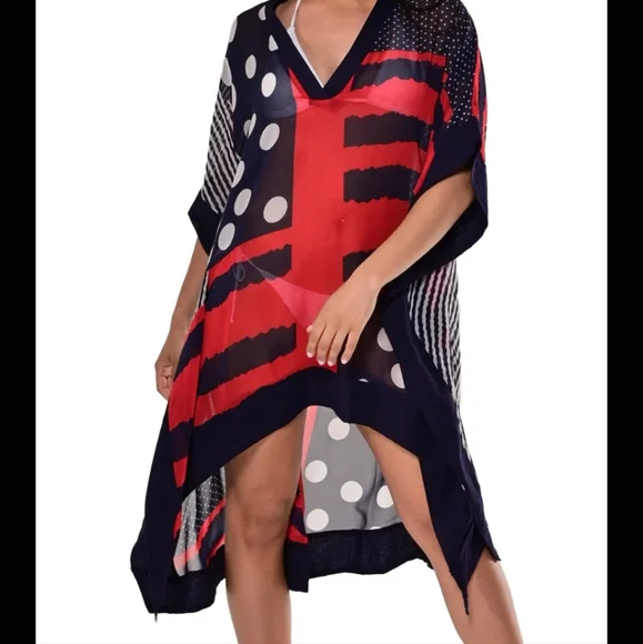 Azucar Wide Cross -Over V-Neck Tunic Swim Cover-up - Picture 5 of 8